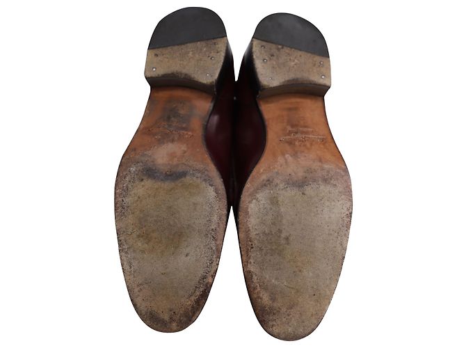 Mocassini Salvatore Ferragamo con Accento Oro in Pelle Bordeaux - vista 4