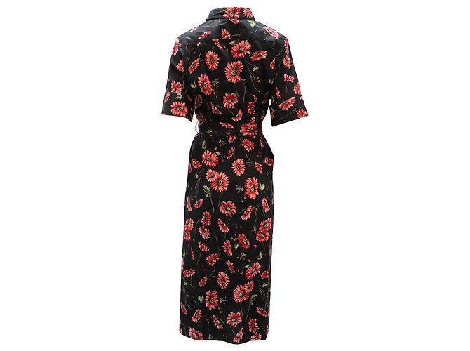 Vestido largo de algodón negro con estampado floral de Adam Lippes - vista 2
