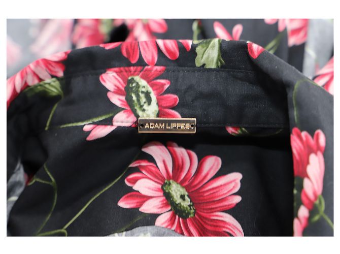 Vestido largo de algodón negro con estampado floral de Adam Lippes - vista 4