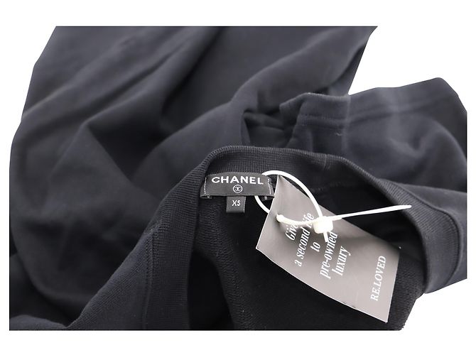 T-shirt Chanel con logo CC metallizzata in cotone nero - vista 3