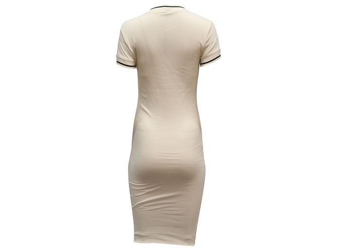 Autre Marque James Perse gerafftes, geripptes Kleid aus weißer Baumwolle - Ansicht 2