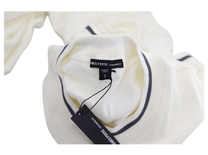 Autre Marque James Perse gerafftes, geripptes Kleid aus weißer Baumwolle - Ansicht 3