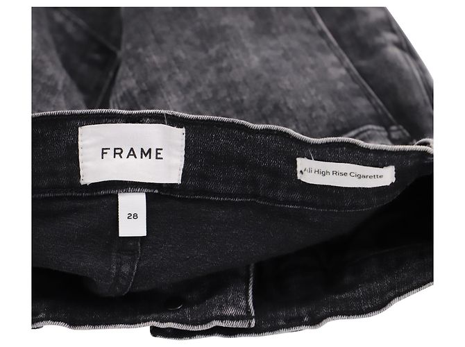 Frame Denim Vaqueros Frame Le High Straight de tiro alto en algodón negro - vista 3