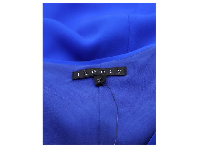 Theory Jaya Abito con scollo a V in seta blu - vista 4