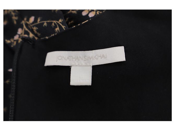 Jonathan Simkhai Blumendruckkleid aus schwarzer Seide - Ansicht 3