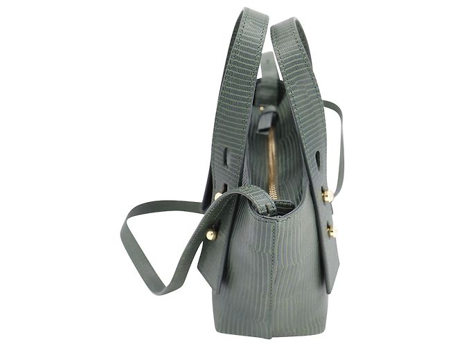 Frame Denim Mini Tote Frame Les Second em couro com relevo verde - vista 2