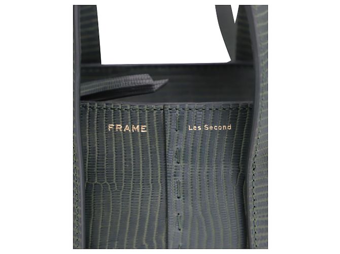 Frame Denim Mini Tote Frame Les Second em couro com relevo verde - vista 4