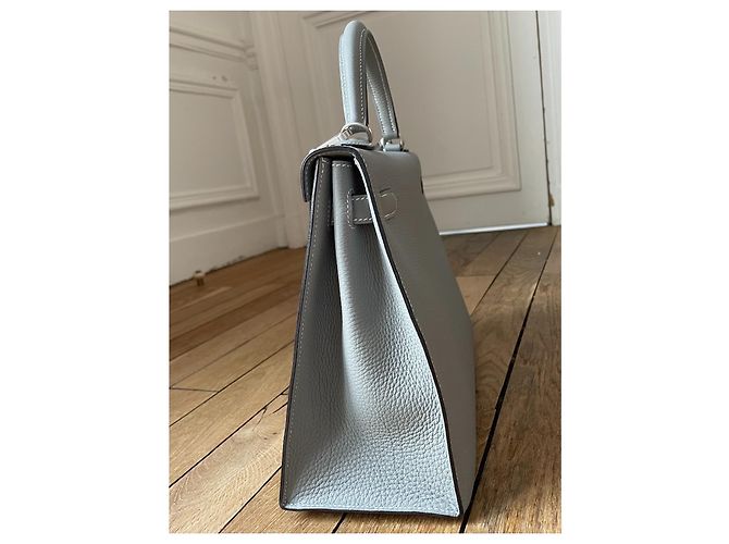 Hermès Kelly 32 sellaio Togo grigio gabbiano - vista 7