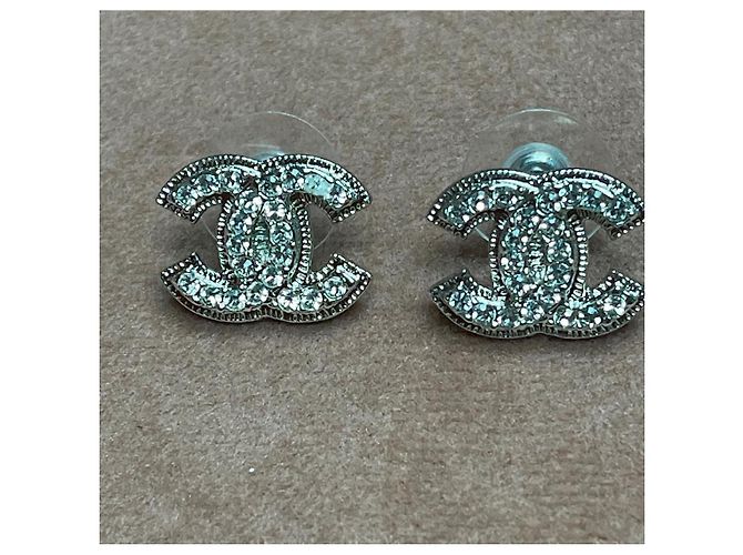 CHANEL CC STRASS-OHRRINGE Silber Hardware - Ansicht 4
