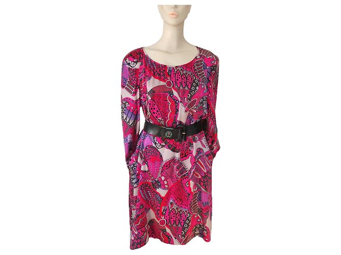 Abito Gerard Darel in seta lavata multicolore rosa rosso viola - vista 2