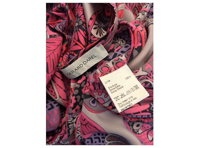 Abito Gerard Darel in seta lavata multicolore rosa rosso viola - vista 3