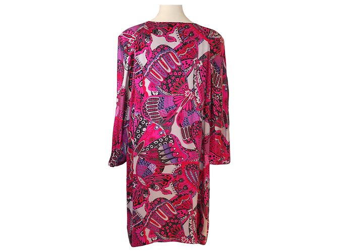 Abito Gerard Darel in seta lavata multicolore rosa rosso viola - vista 7