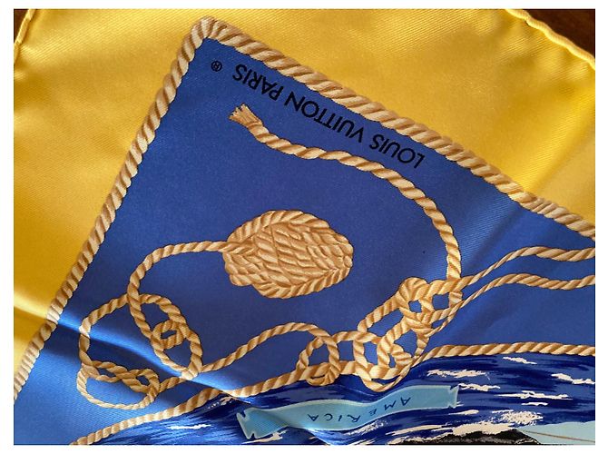Sciarpa Louis Vuitton "America's Cup". Blu Giallo Bianco sporco - vista 4