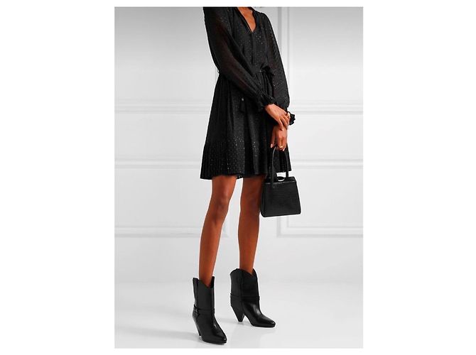 Michael Kors Schwarzes Chiffon Minikleid mit Polka Dots - Ansicht 11