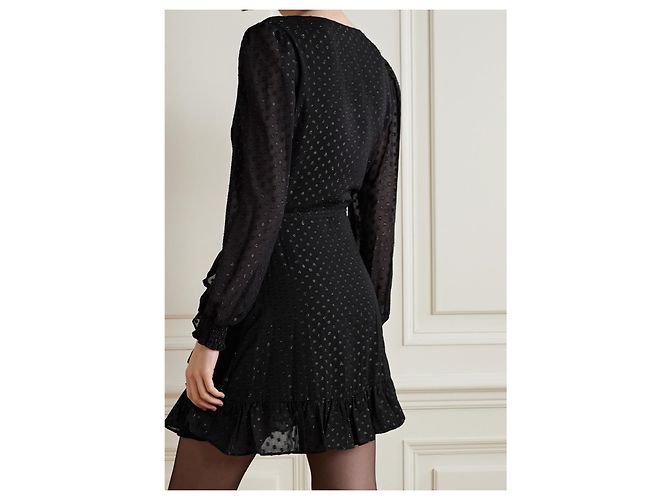 Michael Kors Schwarzes Chiffon Minikleid mit Polka Dots - Ansicht 12