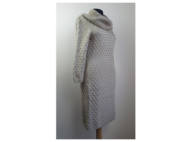 Calvin Klein Kleid Beige Acryl Größe S Grau - Ansicht 3