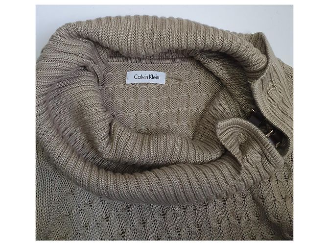 Calvin Klein Kleid Beige Acryl Größe S Grau - Ansicht 5