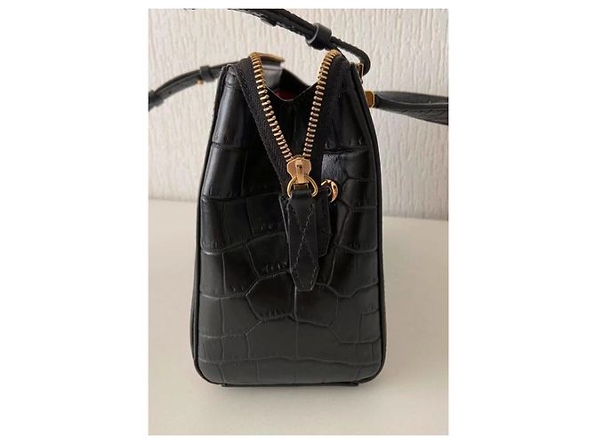 Sac croco Lancel LISON noir XS - vue 3