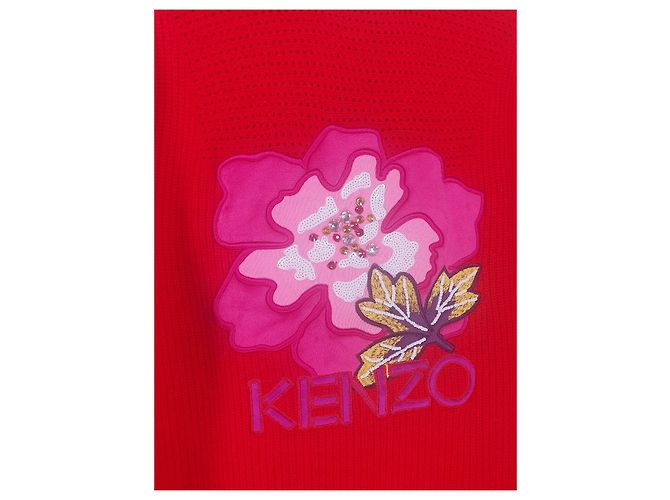 Suéter Kenzo de lã vermelho com patch Multicor - vista 2
