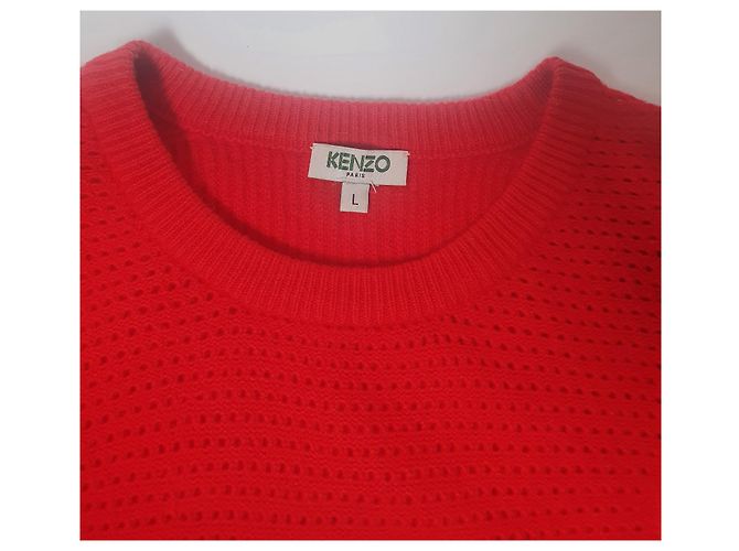 Suéter Kenzo de lã vermelho com patch Multicor - vista 4