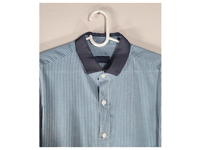 Camicia Lanvin in cotone a quadretti blu - vista 3