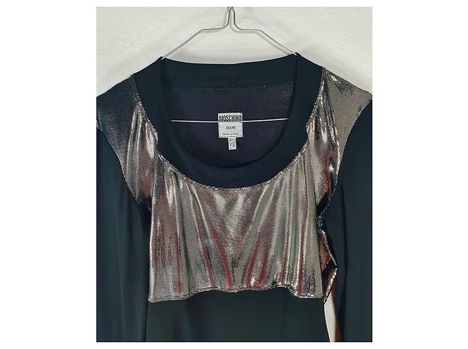Top Moschino Jeans Negro Plateado Plata - vista 2