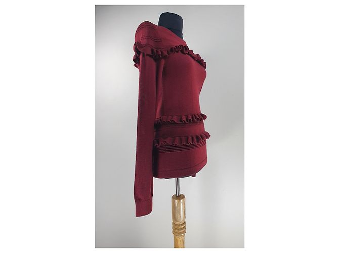 Michael Kors Merinowolle Pullover Burgund Größe S Bordeaux - Ansicht 2