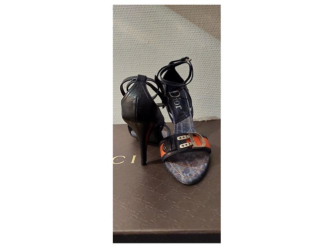 Mules Dior in pelle nero arancione argento - vista 11