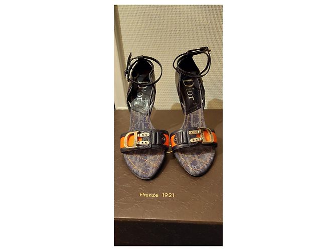 Mules Dior in pelle nero arancione argento - vista 12