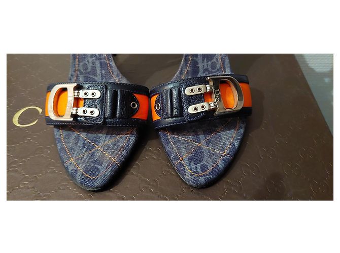Mules Dior in pelle nero arancione argento - vista 13