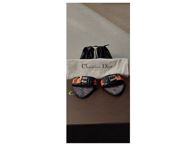 Mules Dior in pelle nero arancione argento - vista 15