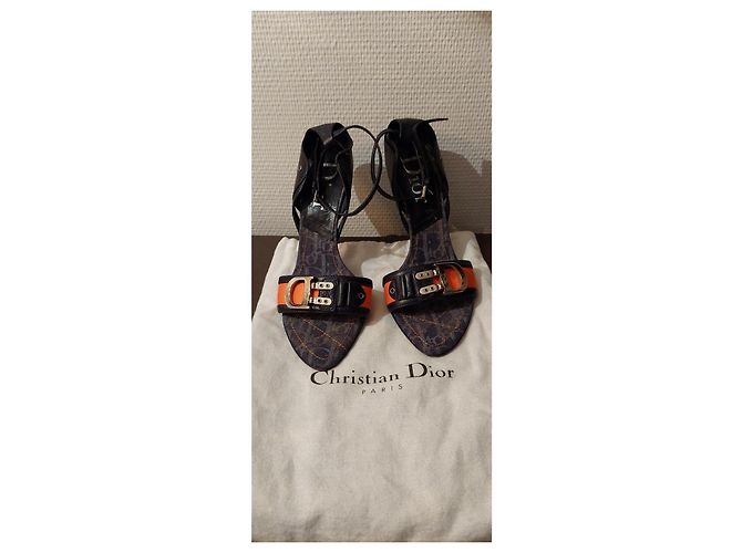 Mules Dior in pelle nero arancione argento - vista 2