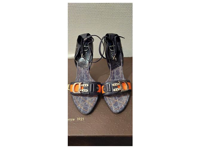 Mules Dior in pelle nero arancione argento - vista 4