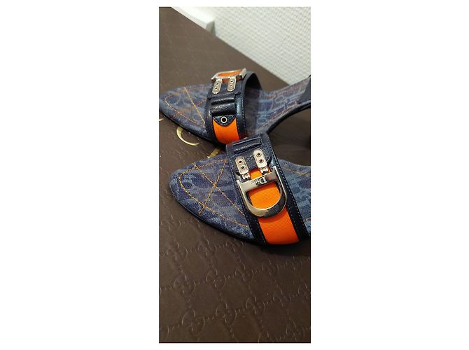 Mules Dior in pelle nero arancione argento - vista 8