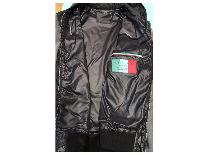 Bomber / felpa con cappuccio Philipp Plein Crystal Nero Grigio antracite - vista 16