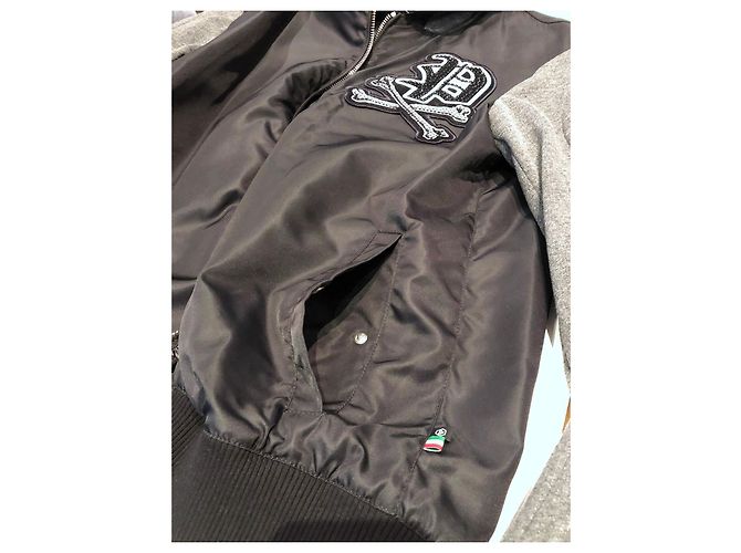 Bomber / felpa con cappuccio Philipp Plein Crystal Nero Grigio antracite - vista 17