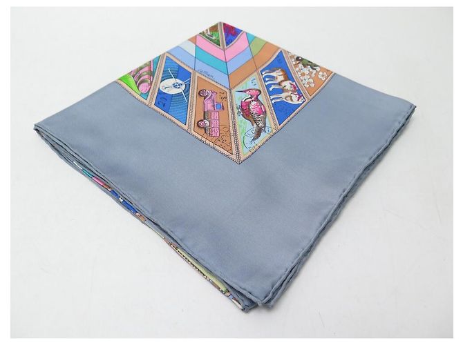 Hermès HERMES CORRISPONDENZA CATHY LATHAM CARRE SCIARPA 90 SETA SCIARPA IN SETA BLU - vista 10