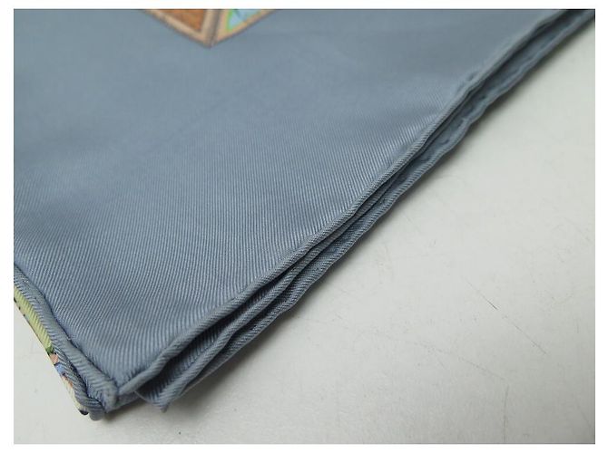 Hermès HERMES CORRISPONDENZA CATHY LATHAM CARRE SCIARPA 90 SETA SCIARPA IN SETA BLU - vista 11