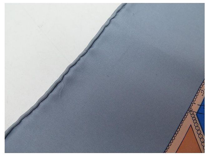 Hermès HERMES CORRISPONDENZA CATHY LATHAM CARRE SCIARPA 90 SETA SCIARPA IN SETA BLU - vista 8