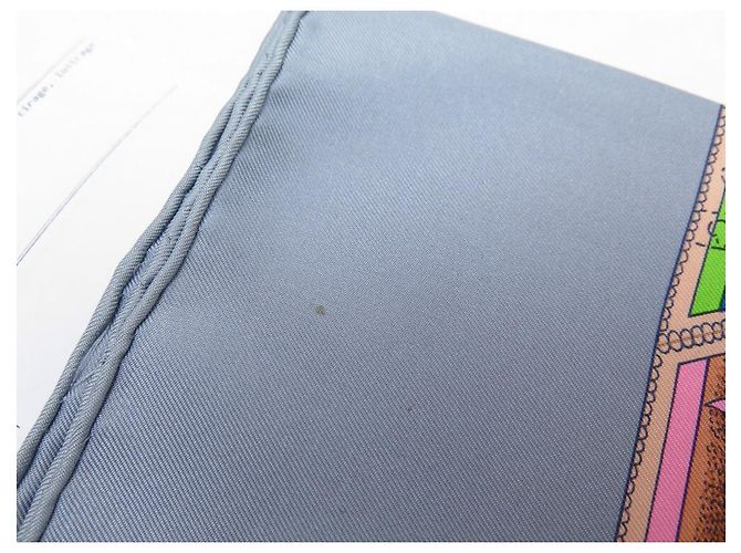 Hermès HERMES CORRISPONDENZA CATHY LATHAM CARRE SCIARPA 90 SETA SCIARPA IN SETA BLU - vista 9