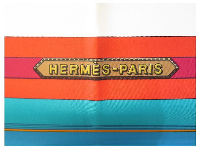 Hermès NUOVA SCIARPA HERMES LES SANGLES DI JOACHIM METZ CARE 90 Sciarpa seta Blu - vista 3
