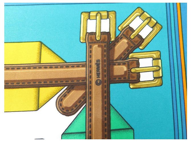 Hermès NUOVA SCIARPA HERMES LES SANGLES DI JOACHIM METZ CARE 90 Sciarpa seta Blu - vista 5