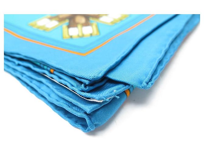 Hermès NUOVA SCIARPA HERMES LES SANGLES DI JOACHIM METZ CARE 90 Sciarpa seta Blu - vista 7