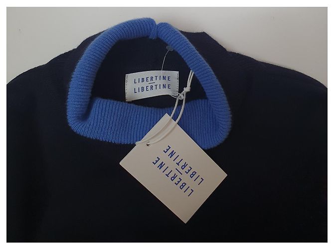 Autre Marque Libertine Libertine College Husky Pullover Blau Wolle Mehrfarben Marineblau - Ansicht 6