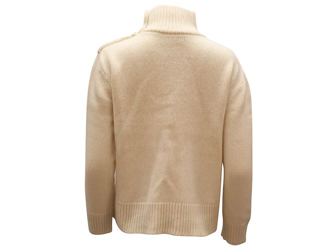 Kate Spade Herz-Strickpullover mit Stehkragen in weißer Elfenbein-Viskose - Ansicht 2