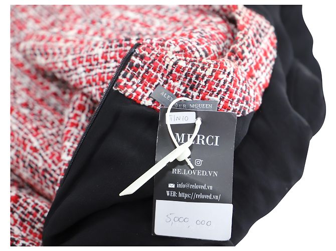 Vestido recto de tweed de Alexander McQueen en algodón rojo Roja - vista 3