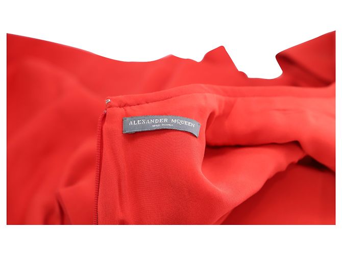 Alexander McQueen Kleid mit tiefer Taille aus roter Wolle - Ansicht 3