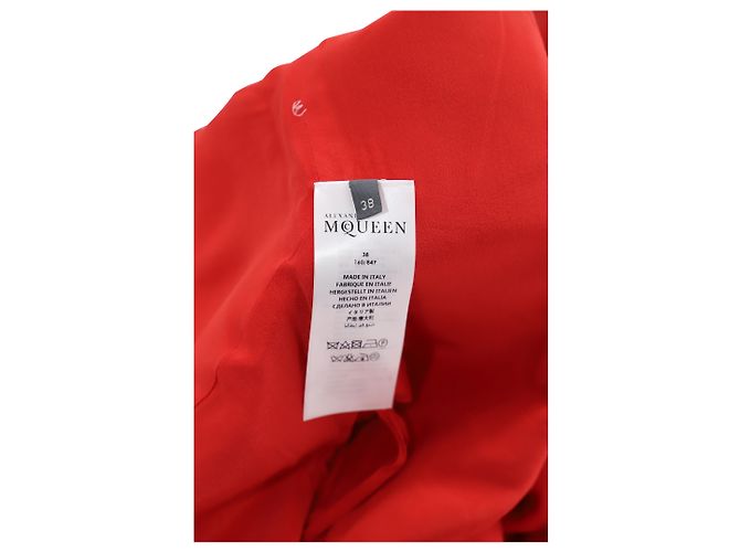 Alexander McQueen Kleid mit tiefer Taille aus roter Wolle - Ansicht 4