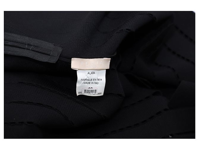 VESTIDO CON FLECOS Y CUELLO CUADRADO Alaïa Viscosa Negra - vista 3