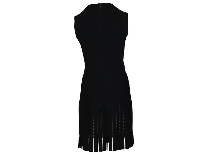 VESTIDO CON FLECOS Y CUELLO CUADRADO Alaïa Viscosa Negra - vista 4